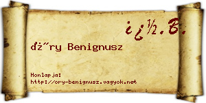 Őry Benignusz névjegykártya